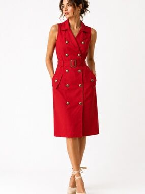 Roberto Verino Red Trench Halter Dress – Size 4